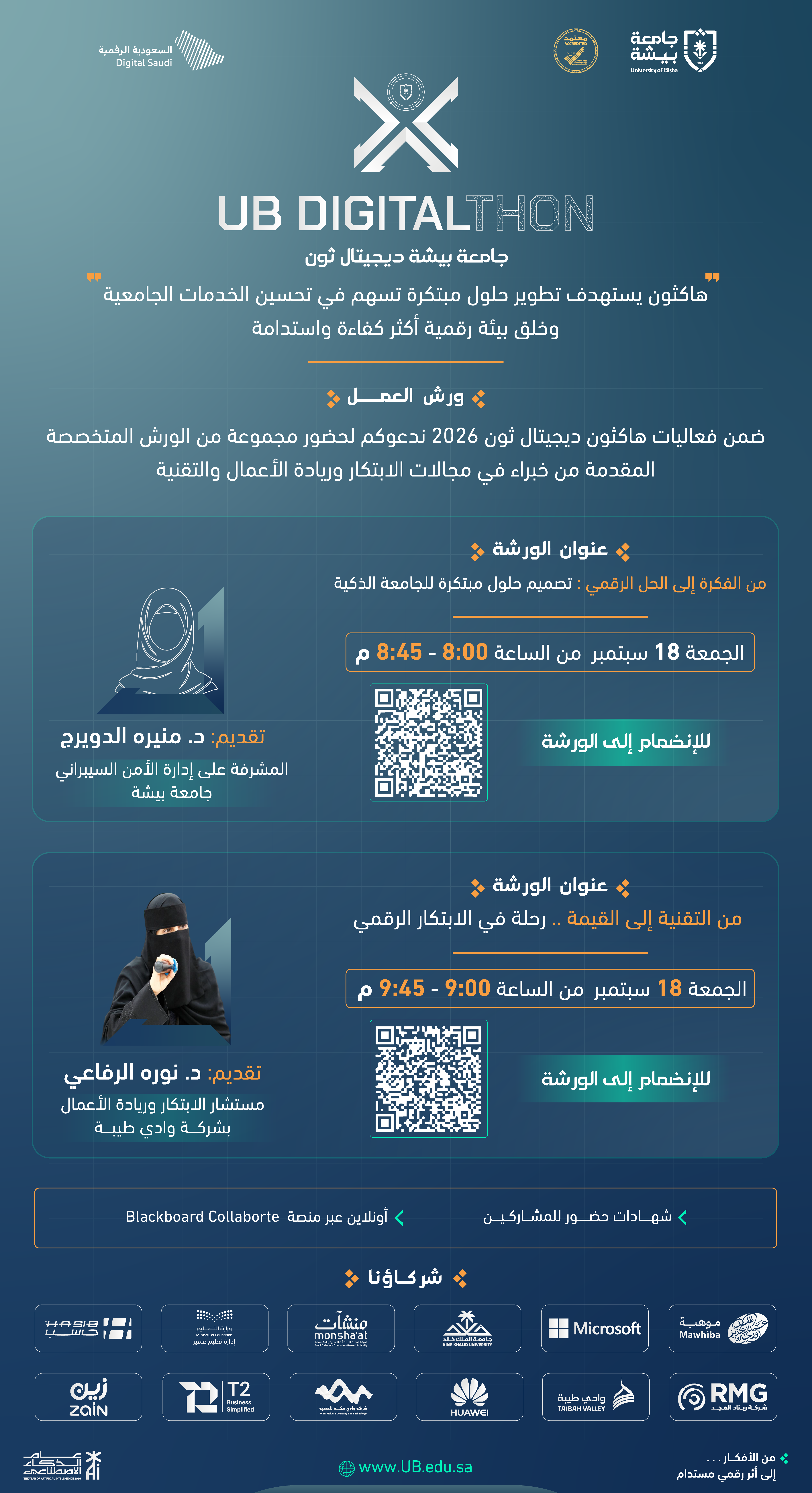 ورش اليوم الثاني — الجمعة 18 سبتمبر: من الفكرة إلى الحل الرقمي، ومن التقنية إلى القيمة